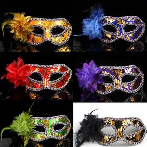 Luxury Masquerade Mask Blomma Seenue Carnival Bröllop Prop Half Face Halloween Mardi Gras Kostym Novelty Gift Ems Gratis frakt