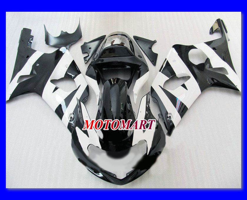 Gloss Black White Fairing Kit för Suzuki GSXR1000 00 01 02 GSXR 1000 2000 2001 2002 K2 GSX R1000 Fairing Parts + 7Gifts