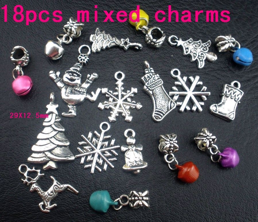 MIC 108 pièces tibétain argent mignon arbre de noël flocon de neige cloche bottes Stock bonhomme de neige wapiti pendentif à breloque 103004