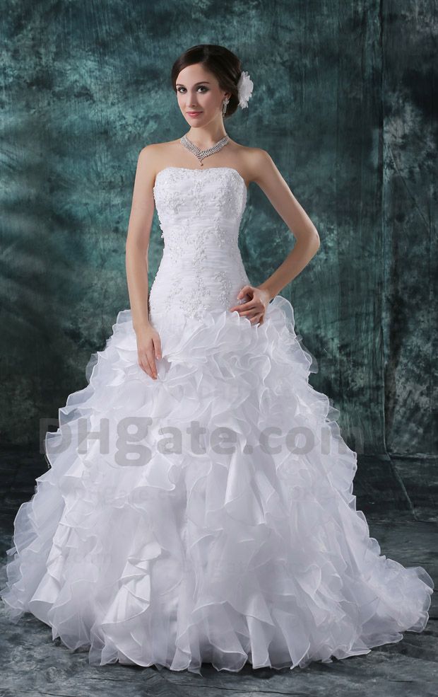 Full Refund Guarantee 2012 New Arrival Strapless A-line Wedding Dresses DH00329