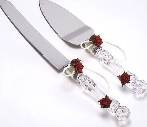 Cream Rose Wedding Cake Knife Amp Server Set Stainless Steel