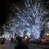 500 mètres Noël Noël RVB Bleu Chaud 10 mètres 100 LED Guirlandes lumineuses flash fenêtre rideau vacances led lumière Avec connecteur arrière Par DHL