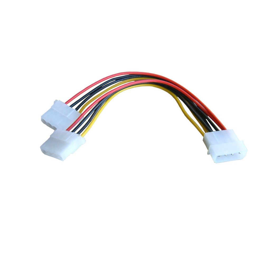 4 Pin Molex Male to 2 ports Molex IDE Female Power Supply Y Splitter Adapter Cable for PC, cooling fan, CD Driver Hard Disk