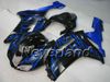 Blue Flames Black Fairing Kit för Kawasaki Ninja ZX6R 07 08 ZX-6R 2007-2008 636 ZX 6R 07 08 2007 2008