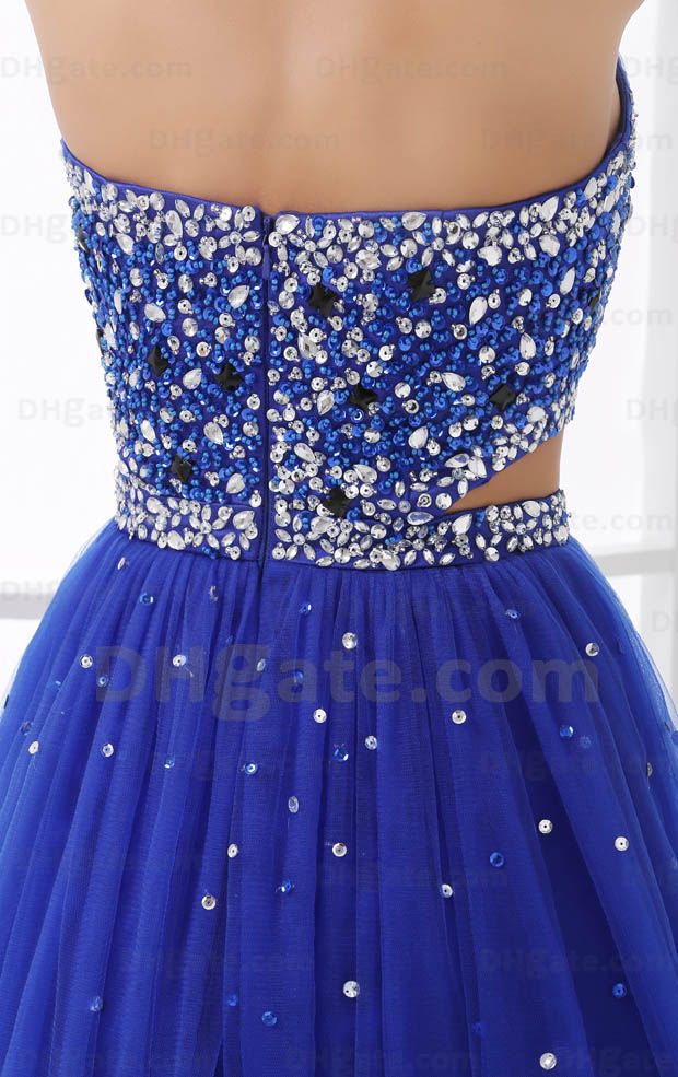 2017 Piękna niebieska ukochana błyszcząca cekinów mini koktajlowa sukienka koktajlowa potargana w Botton Real Image HX305535904