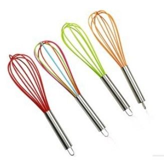 Drahtrührer Mischer Ei Schläger Farbe Silikon Ei Whisk Edelstahl Griff 10 "XB1