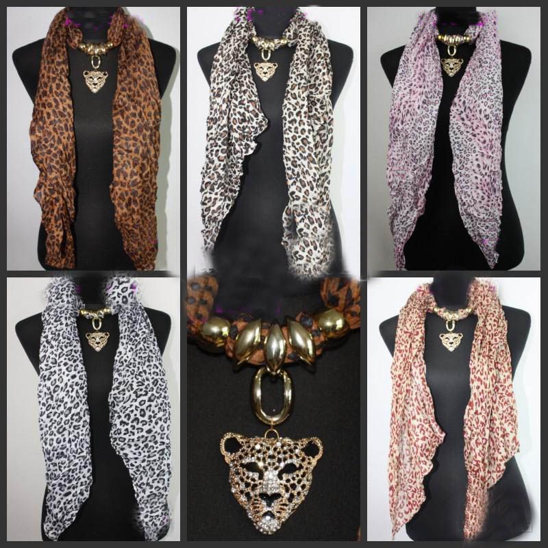 Mix 15 stks * Leopard hoofd hanger sjaal luipaard sieraden kettingen sjaal kristal sieraden sjaals