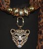 20st * Leopard Head Pendant Scarf Leopard Smycken Halsband Scarf Crystal Smycken Scarves Fashion Leopard Print Scarf