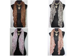 mix 15pcs* Leopard Head Pendant scarf leopard jewelry necklaces scarf Crystal jewellery scarves