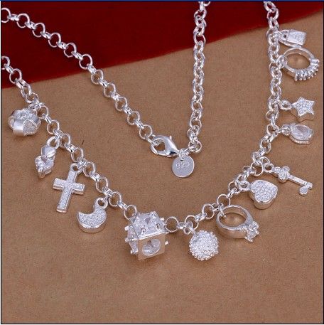 Hoge kwaliteit 925 zilveren hangers Geplaatst nek ketting mode cadeau sieraden gratis verzending 10pcs / lot