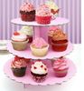 3 계층 두꺼운 종이 케이크 스탠드 컵케익 스탠드 분홍색과 파란색 점 안정적인 XB