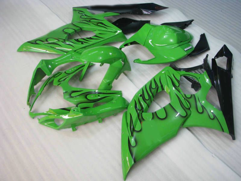 ABS Fairing Kit for SUZUKI GSXR1000 05 06 GSXR 1000 2005 2006 K5 GSX R1000 black flames green Fairings set