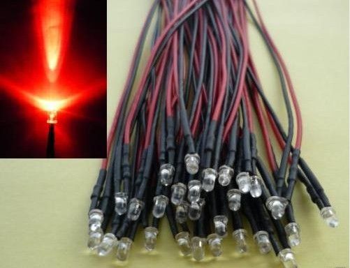 3 mm czerwone diody LED Pre przewodowe LAMP 12V LAMPA ODKOWA