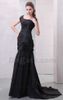 Klassisk svart stil fyrkantig kvällsklänningar sjöjungfru med pläterad 3D handgjord blomma prom klänning hx66 dhyz 01