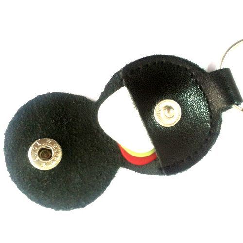 Guitar Bass Leather Keychain Guitar Pick Holder Plectrum Key Chain Bag