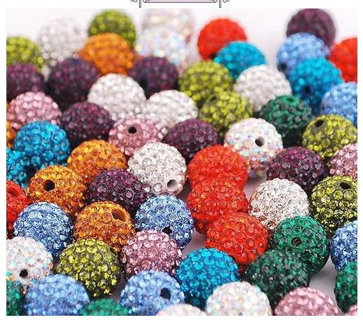 Top quality 12 MM Shamballa Cristal DIY Argila Spacer Beads Para Pave Rhinestone Disco Balls Beads 