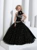 Vacker Ball GownBlack Beading One Shoulder Girl's Pageant Gowns Flg033