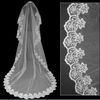 Long Floor Length beaded lace edging white thin tulle short wedding voile long bridal veils N0019737612