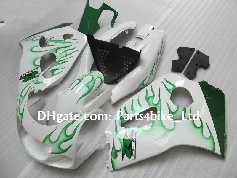 Green Flame White Fairings Kit за 1996 год 1997 1998 1999 2000 GSXR 600 750 GS351B