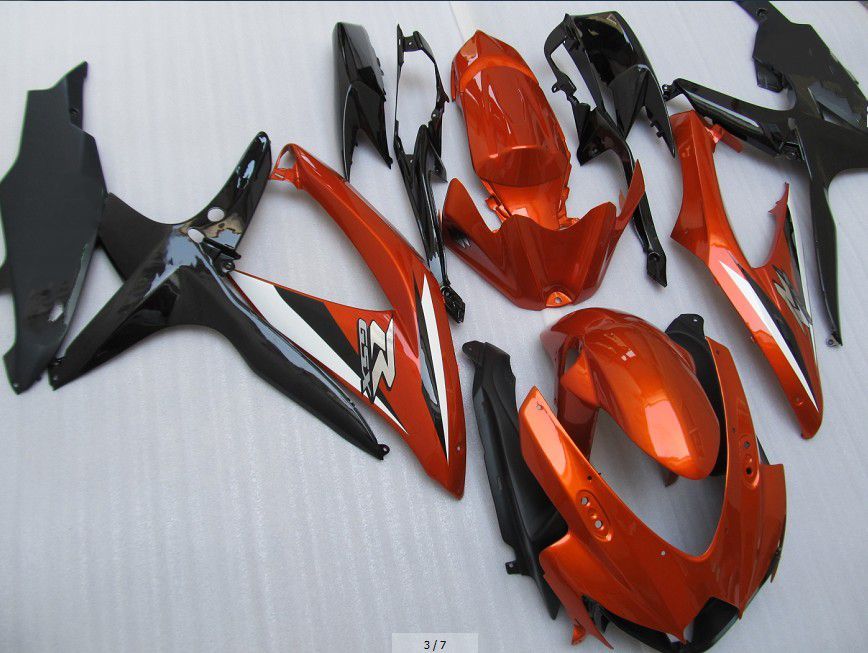 Kit de carenagens laranja preto branco para suzuki GSXR 600 750 2008 2009 K8 GSXR600 GSXR750 08 09 10
