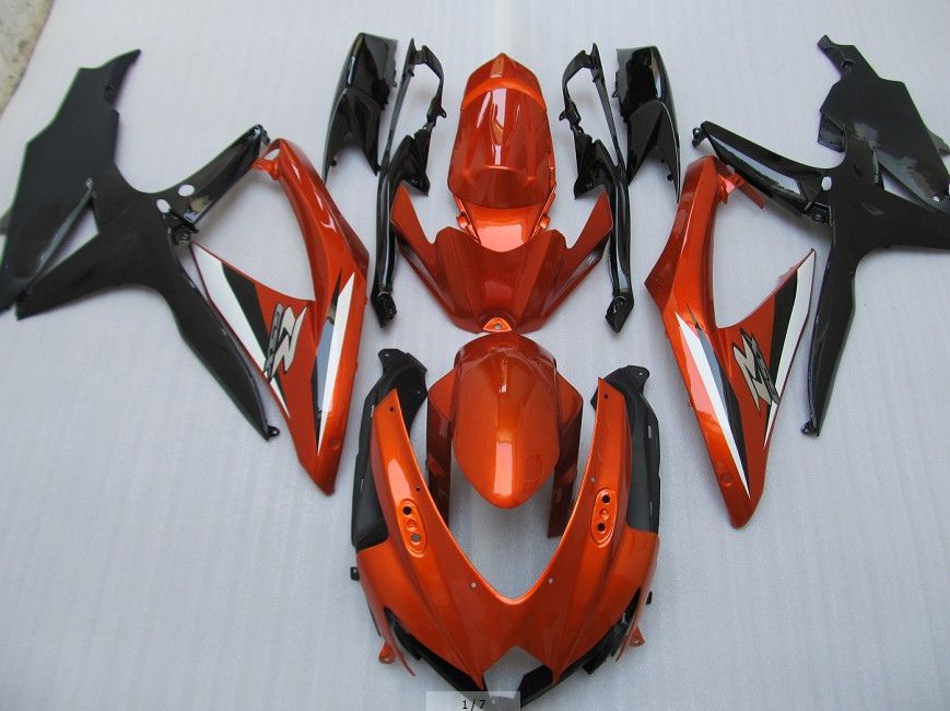 Orange black white fairings kit for suzuki GSXR 600 750 2008 2009 K8 GSXR600 GSXR750 08 09 10