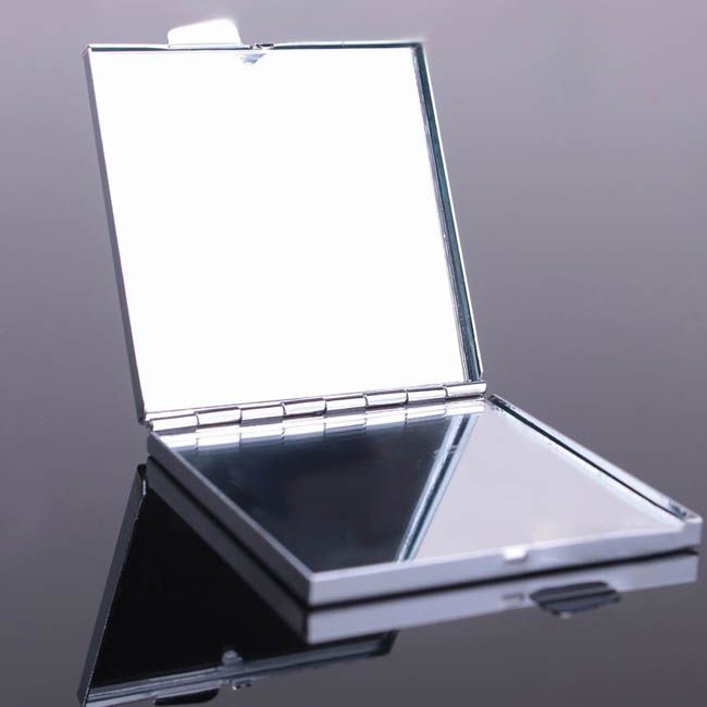 Miroir compact blanc carré miroir de maquillage couleur argent livraison gratuite 50X/LOT # M060F