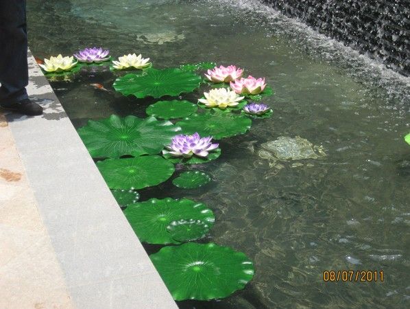 Konstgjord silke lotus blomma blad Stor storlek Lotus blad flytande vatten växter 20st