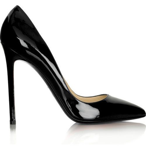 black patent pointed heels