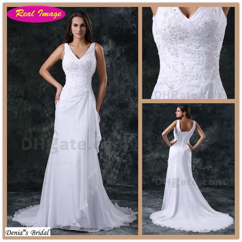 Grosshandel Sexy Beach Fit N Flare Mit V Ausschnitt Brautkleider
