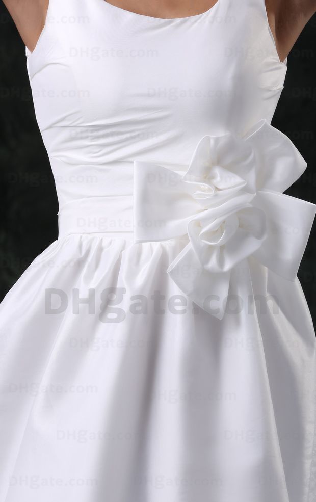 Sexy kleine witte jurk schede trouwjurk strand bruidsjurken ronde hals handgemaakte bloemen 100 dhyz 011457391