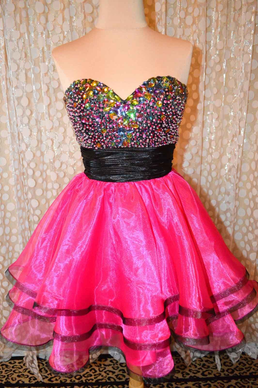 black and pink party dress