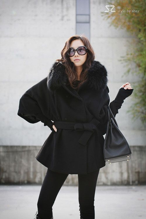 Womens coats 여성용 모피 후드가있는 긴 모직 코트와 크기의 ponchos 외투 Outerwear Coats 6819