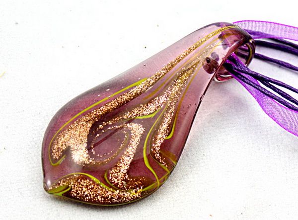 Lampwork Lampwork Szkło Zroszony Wisiorek Naszyjnik Moda Włoska Sztuka Murano Gold Dust Glass Biżuteria