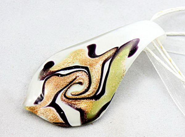 Collier pendentif en perles de verre au chalumeau, mode Art italien murano, bijoux en verre de poussière d'or