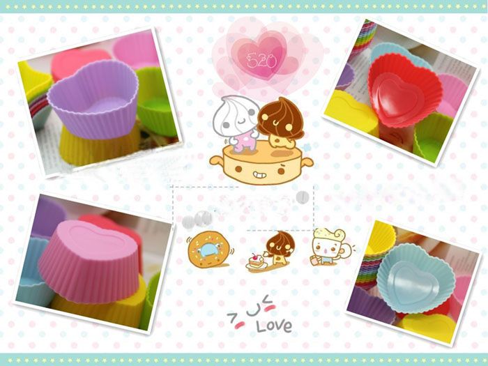 2021 Heart 7CM Cupcake Silicone Cake Cup Molds Baking ...