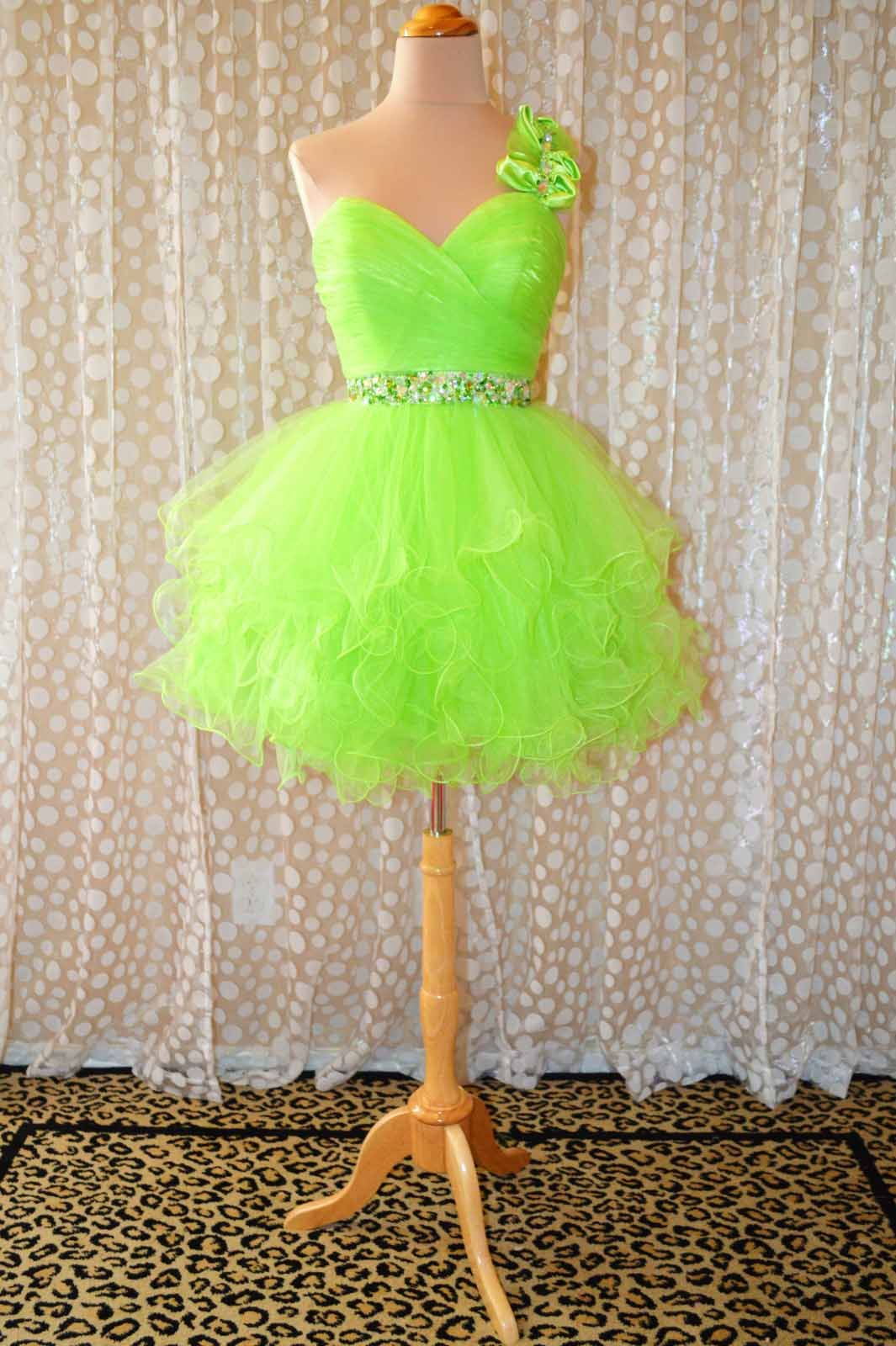 Compra Nuevo Estilo Sexy De Un Hombro Lime Neon Party Corto Vestido De Bola  Viste El Vestido De Baile Barato | Entrega Rápida Y Calidad | Es.Dhgate