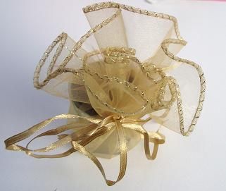 gold round organza bags