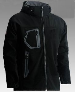 新しいブランドメンズ冬のアウトドアスポーツソフトシェルジャケット、防風の防水ゴアテックス暖かいキャンプハイキングコート602色：黒緑