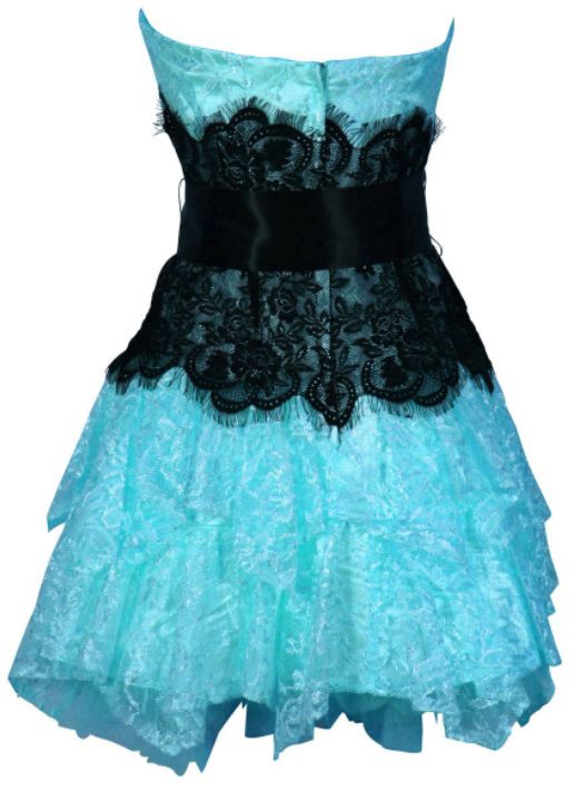 2019 Bezpośrednio Bustier kontrast koronka i crinoline Ruffle Prom Mini sukienka Junior Plus1392830