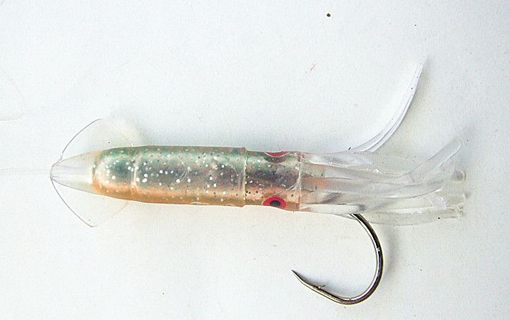 9cm Squid Lure Leurre de pêche Appât souple Squid Hang Act le rôle Ofing Sea Trolling Leurre Pêche Tackle 3 pièce costume avec crochet et ligne