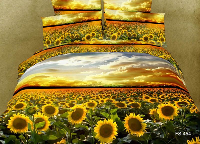 Sunflower Yellow Bedding Set Queen Printed Floral Comforter Set