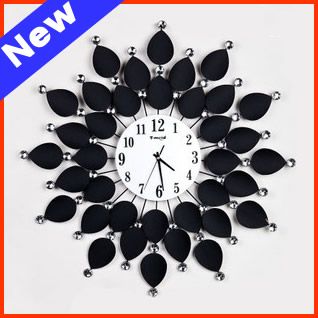 Metal Wrought Iron Craft Wall Clock Diamond Encrusted Fashion Clock For ...