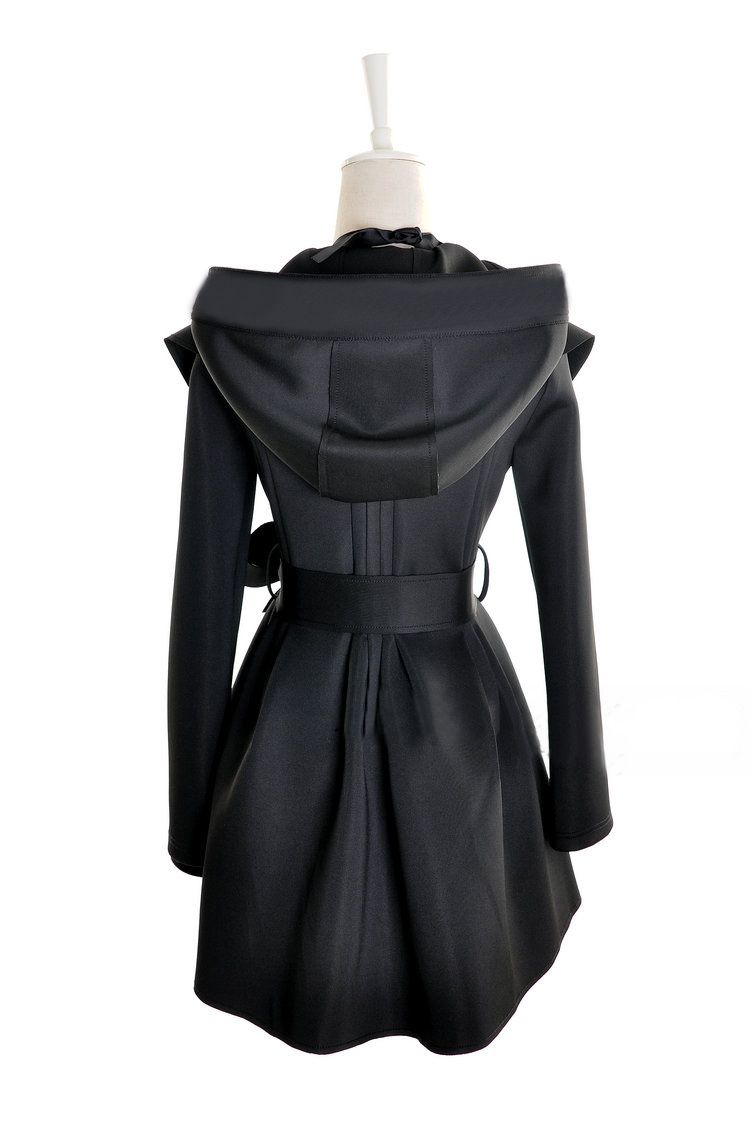 A343 2017 Women New Fashion Black Beige Hooded Cape Trench Coats Ladies