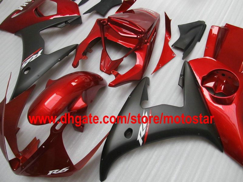 Red Matte Black Backings voor 2003 2004 2005 YZF R6 YZF-R6 03 04 05 YZFR6 600 Fairing Kit Custom