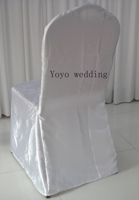 Color blanco redondo superior banquete satinado silla cubierta 100PCS mucho para la boda, fiesta, uso de la decoración del hotel