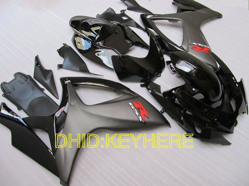 Glansig / Matt Blk Custom Fairing Kit för Suzuki 2006 2007 GSXR 600/750 K6 06 07 GSX-R600 R750 BodyKits