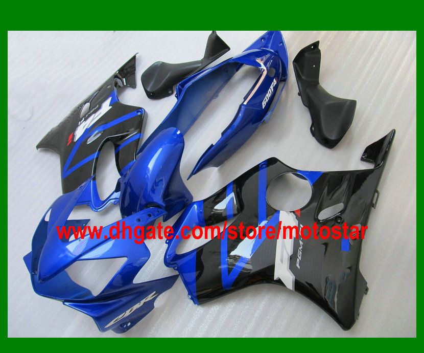 Gratuito Personalizar carenagens para kit de carenagem HONDA CBR600F4i CBR600 F4i 04 05 06 07 CBR 600 2004-2007 carroçaria ABS preto azul