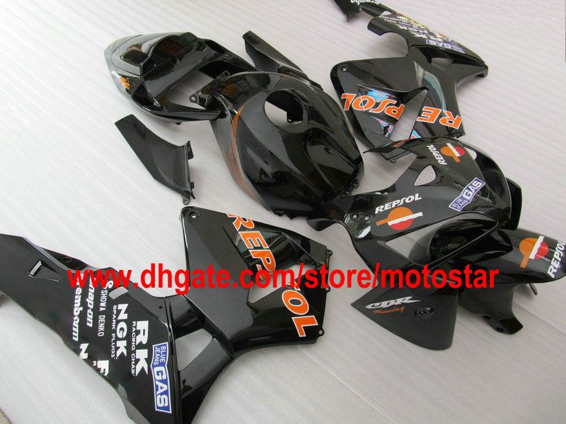 Custom REPSOL em carenagem preta kit carenagem PARA CBR600RR F5 2005 2006 CBR 600 RR 05 06 CBR600 600RR