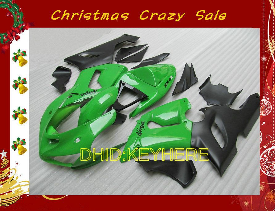 KIT carenature da gara ABS verde / nero personalizzato KAWASAKI Ninja ZX6R 2005 05 06 ZX 6R 2006 bodykit