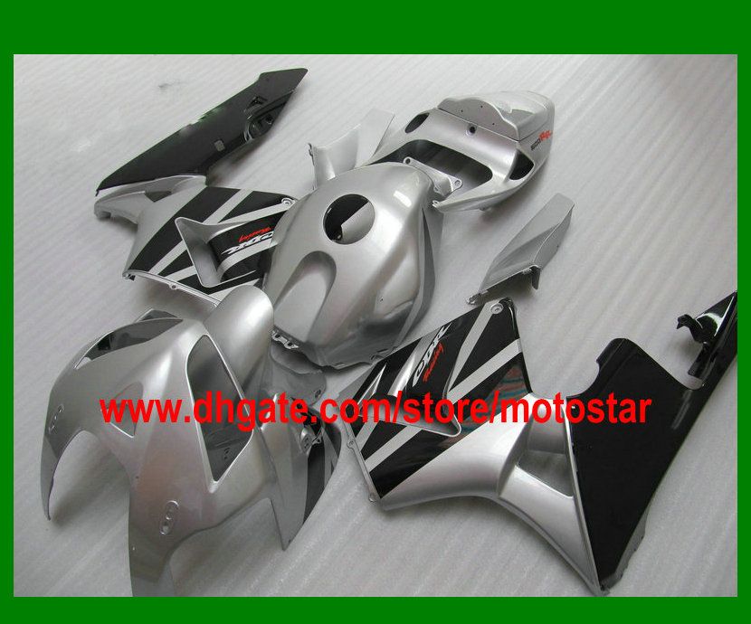 シルバーブラックABS射出成形フルセットフェアリングキットCBR600RR F5 2005 2006 CBR 600 RR 05 06